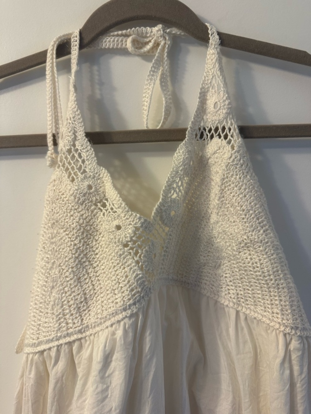 wild fable Ivory Crochet Halter Dress